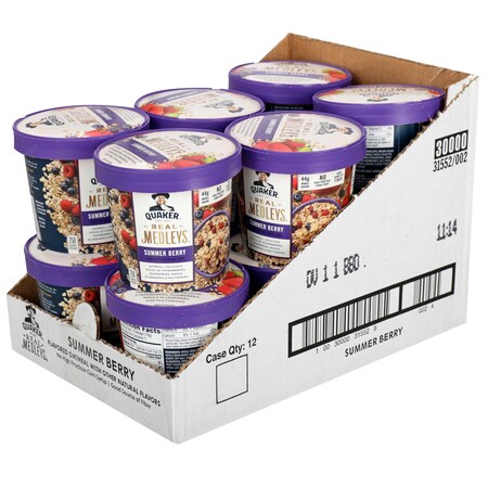 Quaker Quaker Real Medleys Summer Berry Oatmeal 2.46 oz. Cup, PK12 10030000315528